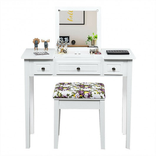 Vanity Dressing Table Set with Flip Top Mirror 3 Drawers