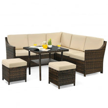 Load image into Gallery viewer, 6 Pcs Patio Rattan Dining Sofa Funiture Set
