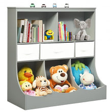 Load image into Gallery viewer, Freestanding Combo Cubby Bin Storage Organizer Unit W/3 Baskets-Gray
