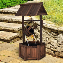 Load image into Gallery viewer, Garden Rustic Wishing Well Wooden Water Fountain with Pump
