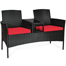 Load image into Gallery viewer, Patio Rattan Conversation Set Seat Sofa-Red
