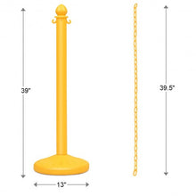 Load image into Gallery viewer, 6PC Set 39.5&quot; Chain C-Hooks Fillable Base Plastic Stanchion -Yellow
