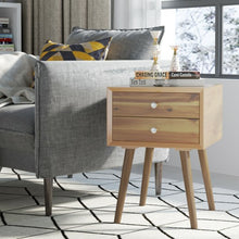 Load image into Gallery viewer, Wooden Nightstand Mid-Century End Side Table with 2 Storage Drawers-Natural

