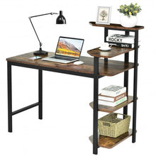 Load image into Gallery viewer, Computer Desk Writing Study Table with Storage Shelves Home Office Rustic Brown
