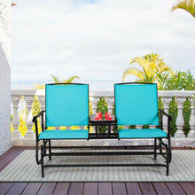 Load image into Gallery viewer, 2-Person Outdoor Patio Double Rocking Loveseat -Turquoise
