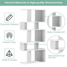 Load image into Gallery viewer, 5 Cubes Ladder Shelf Corner Bookshelf Display Rack Bookcase-White
