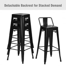 Load image into Gallery viewer, 30" Set of 4 Metal Height Barstools with Low Back-Black
