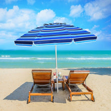 Load image into Gallery viewer, 7.2 FT Portable Outdoor Beach Umbrella with Sand Anchor and Tilt Mechanism for  Poolside and Garden-Navy
