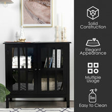 Load image into Gallery viewer, Glass Door Sideboard Console Storage Buffet Cabinet-Black
