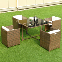 Load image into Gallery viewer, 5 pcs Outdoor Patio Garden Rattan Dining Set
