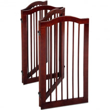 Load image into Gallery viewer, 4 Panels Folding Freestanding Wood Pet Dog Safety Gate-36&quot;
