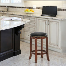 Load image into Gallery viewer, 24"Bistro Leather Padded  Backless Swivel Bar stool
