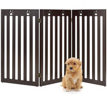 Load image into Gallery viewer, 36&quot; Folding Wooden Freestanding Pet Gate Dog Gate with 360° Flexible Hinge-Espresso
