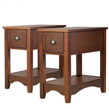 Load image into Gallery viewer, Set of 2 Contemporary Side End Table with Drawer -Walnut
