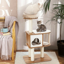 Load image into Gallery viewer, 46&quot; Wooden Cat Activity Tree with Platform and Cushions
