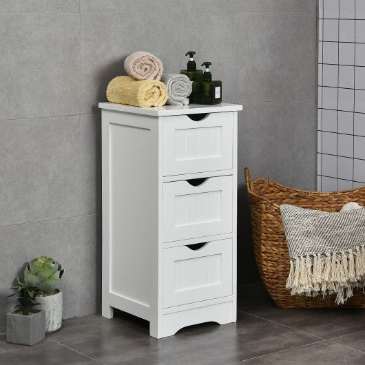 Bathroom Wooden Free Standing Storage Side Floor Cabinet Organizer-3-Tier