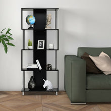 Load image into Gallery viewer, 4-Tier Bookcase Modern Display Shelf Organizer Snaking Storage Rack-Black
