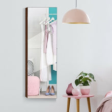 Load image into Gallery viewer, Wall and Door Mounted Mirrored Jewelry Cabinet with Lights-Brown
