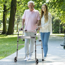 Load image into Gallery viewer, Aluminum Heavy-Duty Folding Wheeled Stand-Assist Walker-Gray
