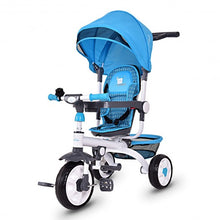 Load image into Gallery viewer, 4-in-1 Detachable Baby Stroller Tricycle with Round Canopy -Blue
