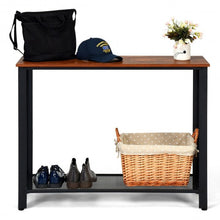 Load image into Gallery viewer, Metal Frame Wood  Console Sofa Table with Storage Shelf-Brown
