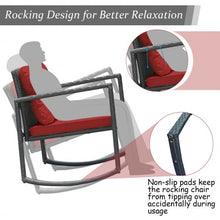 Load image into Gallery viewer, 3 Pcs Patio Rattan Set Rocking Chair Cushioned Sofa Garden Furniture-Red
