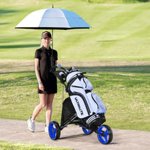 Load image into Gallery viewer, Folding 3 Wheels Golf Push Cart with Bag Scoreboard Adjustable Handle -Blue
