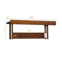 Load image into Gallery viewer, Entryway Hanging Wood Coat Rack with 3 Double Hooks-Brown
