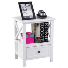 Load image into Gallery viewer, 2 pcs Living Room End Side Nightstands with Storage Drawer-White
