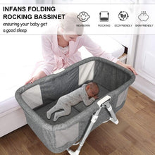 Load image into Gallery viewer, 2 in 1 Foldable Crib with Detachable &amp; Thicken Mattress-Gray
