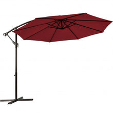 Load image into Gallery viewer, 10 Ft Patio Offset Hanging Umbrella with Easy Tilt Adjustment-Burgundy
