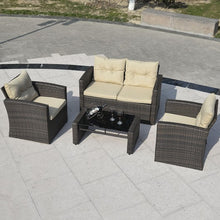 Load image into Gallery viewer, 4 pcs Outdoor Wicker Rattan Cushioned Patio Seat
