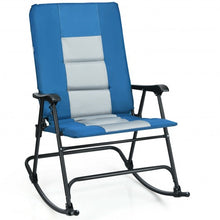 Load image into Gallery viewer, Foldable Rocking Padded Portable Camping Chair with Backrest and Armrest -Blue
