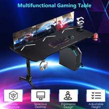 Load image into Gallery viewer, 63 inch Height Adjustable Gaming Desk with Mouse Pad and USB Gaming Handle Rack

