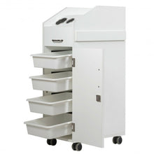 Load image into Gallery viewer, Black Salon Trolley Cart with 4 Storage Trays-White
