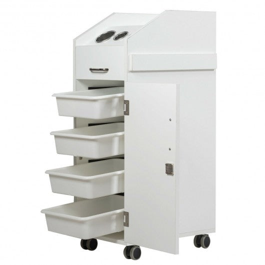 Black Salon Trolley Cart with 4 Storage Trays-White