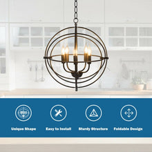Load image into Gallery viewer, 20" 5 Lights Metal Chandelier with Pivoting Interlocking Rings
