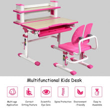 Load image into Gallery viewer, Height Adjustable Kids Desk and Chair Set-Pink
