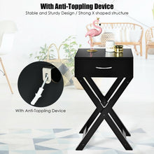 Load image into Gallery viewer, Modern Nightstand X-Shape Drawer Accent Side End Table-Black
