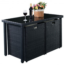 Load image into Gallery viewer, 5 pcs Outdoor Patio Cushioned Rattan Dining Table Chair Set
