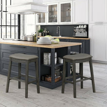 Load image into Gallery viewer, 29&quot; Set of 2 Saddle Nailhead Kitchen Counter Chair-Gray
