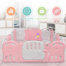 Load image into Gallery viewer, 14-Panel Baby Playpen with Music Box &amp; Basketball Hoop-Pink
