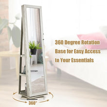 Load image into Gallery viewer, 360? Rotatable Armoire 2-in-1 Lockable Mirrored Jewelry Cabinet-White
