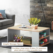 Load image into Gallery viewer, Coffee Table Sofa Side Table with Storage Shelves -Natural
