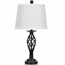 Load image into Gallery viewer, 2 Table Lamps 1 Floor Lamp Set with Fabric Shades
