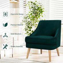 Load image into Gallery viewer, Velvet Upholstered Accent Chair with Rubber Wood Legs-Green
