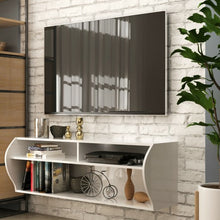 Load image into Gallery viewer, 48.5&quot; 2 Tier Modern Wall Mounted Hanging Floating Shelf-White
