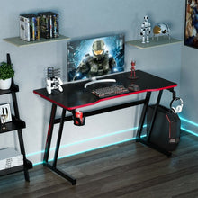 Load image into Gallery viewer, 47.5 Inch Z-Shaped Computer Gaming Desk with Handle Rack-Red
