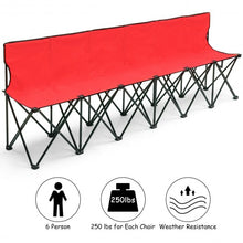 Load image into Gallery viewer, Portable Folding 6 Seats Chair Sideline Sports Bench-Red

