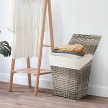 Load image into Gallery viewer, Foldable Handwoven Laundry Hamper with Removable Liner-Gray
